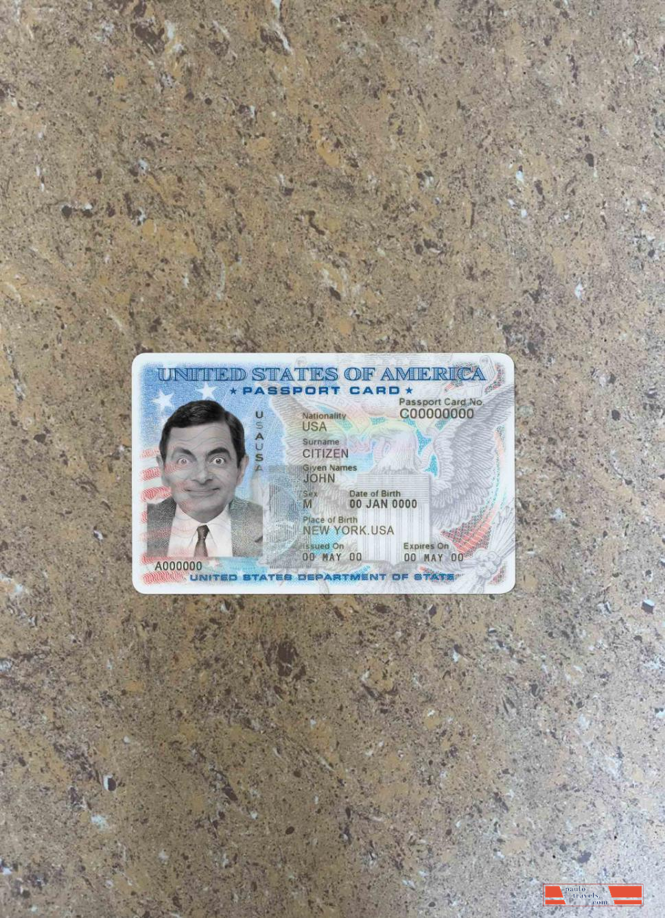 USA passport ID card photolook FRONT PSD template